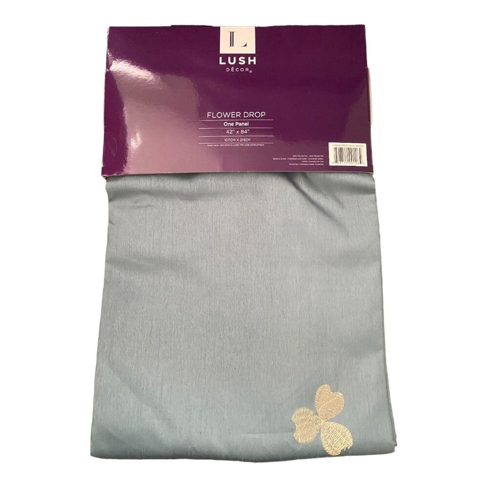 Lush decor blue and beige cascading petals flower drop one window panel 42x84 - Picture 4 of 8